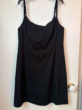 Vintage Express Black Pinstripe Mini Dress